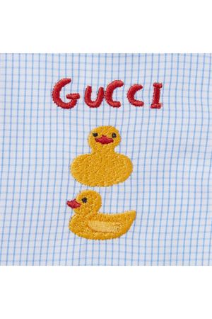 White and light blue checked cotton shirt GUCCI KIDS | 810887XWA3M9025